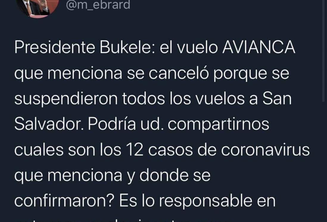 Bukele acusa a México de mandar avión con casos de coronavirus