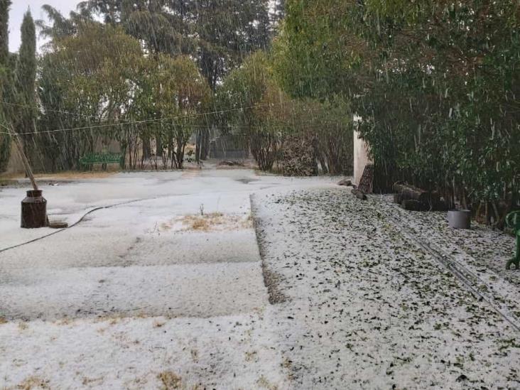 Granizo y precipitación pluvial en faldas del Pico de Orizaba