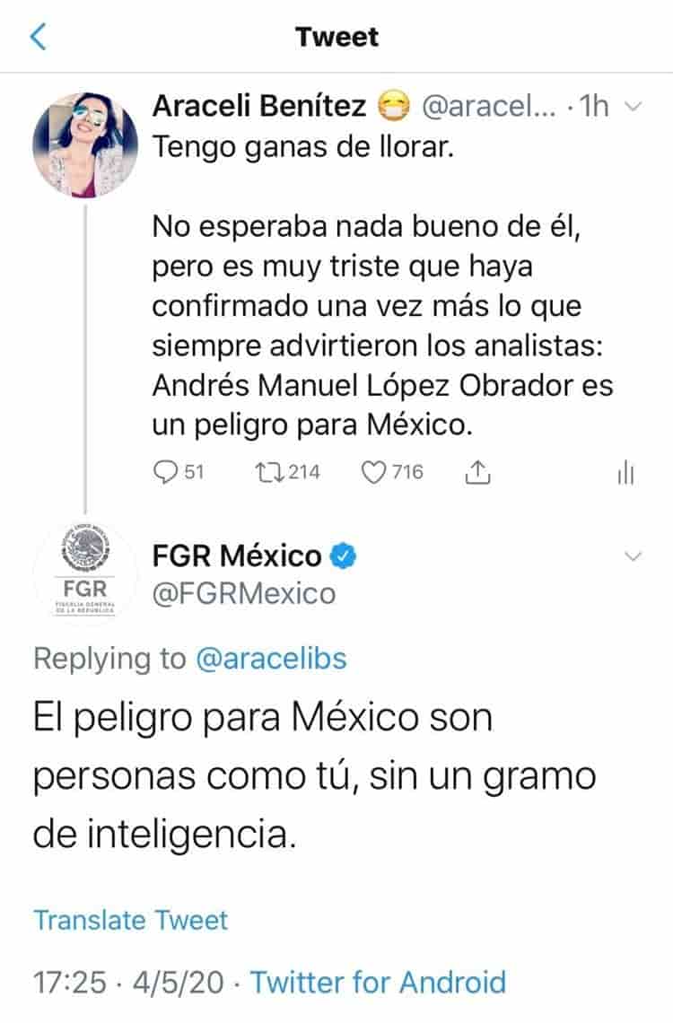 Investigan insulto a tuitera por criticar a AMLO