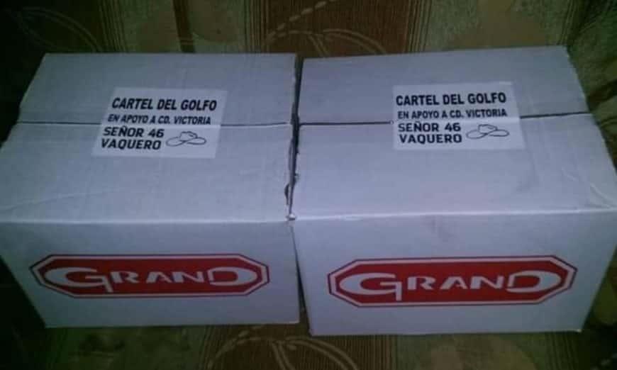 Cártel del Golfo reparte despensas en Tamaulipas por contingencia