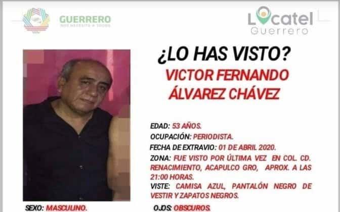 Desaparece periodista Víctor Álvarez en Acapulco, Guerrero