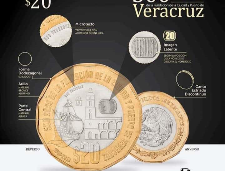 Lanza Banxico moneda conmemorativa por los 500 años de Veracruz