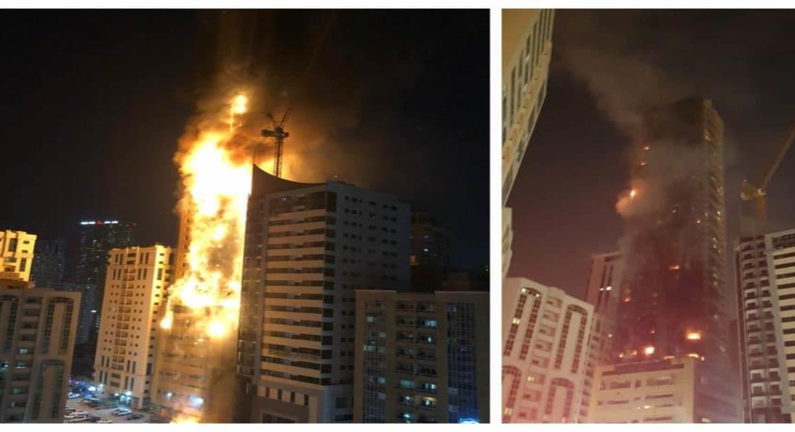 Se incendia rascacielos en Emiratos Árabes Unidos