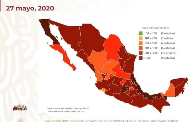 COVID-19 en México: 8 mil 597 muertos y 78 mil 23 casos  positivos