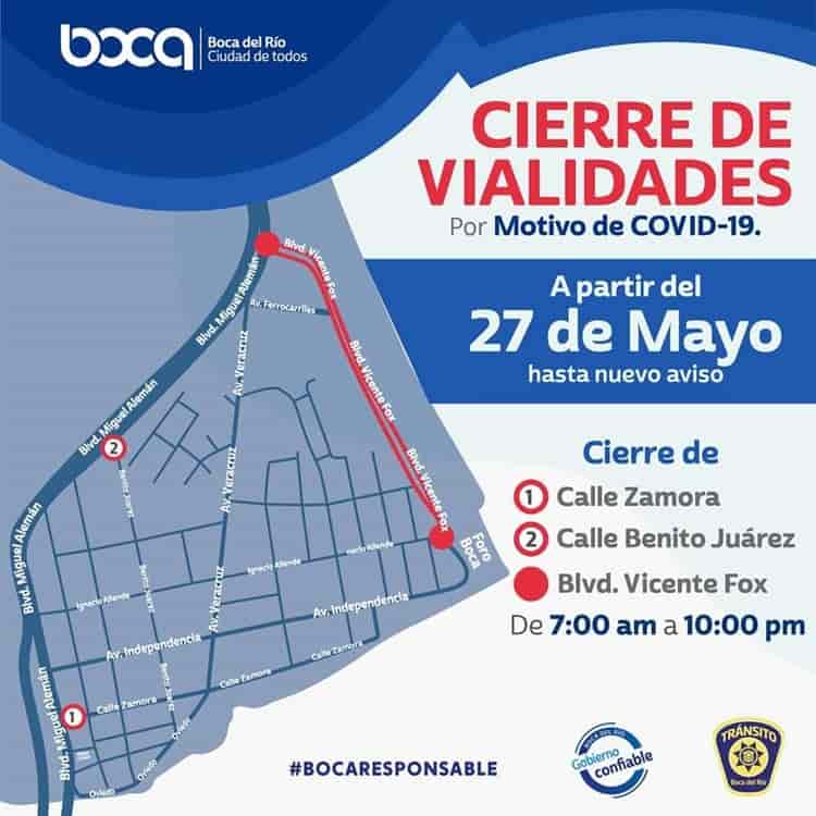 Como medida preventiva, cierran vialidades en Boca del Río