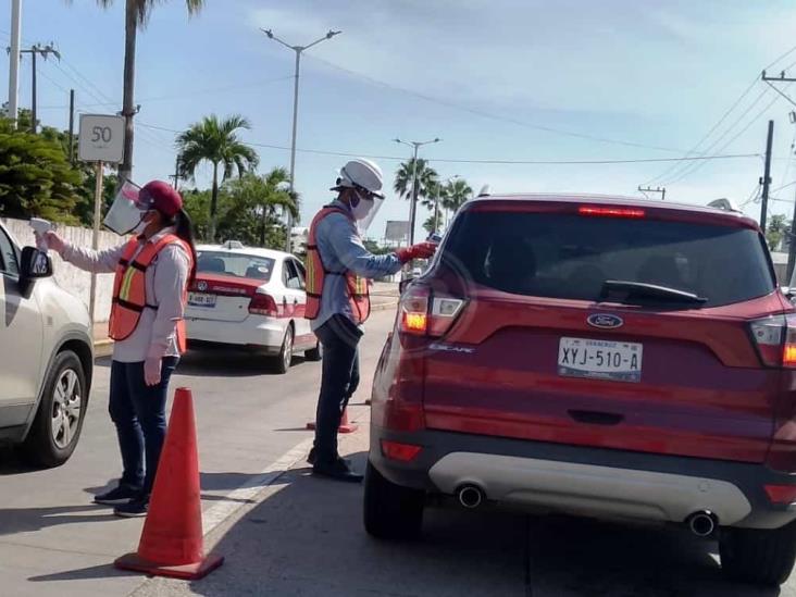 Filtros sanitarios siguen instalados en accesos a Coatzacoalcos