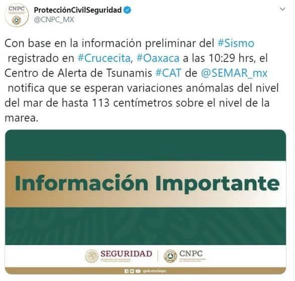 Semar pide tomar precauciones en zonas costeras