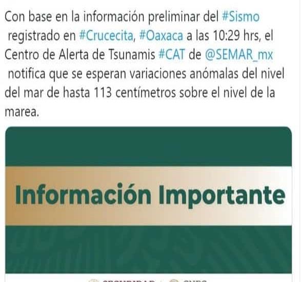 Semar pide tomar precauciones en zonas costeras