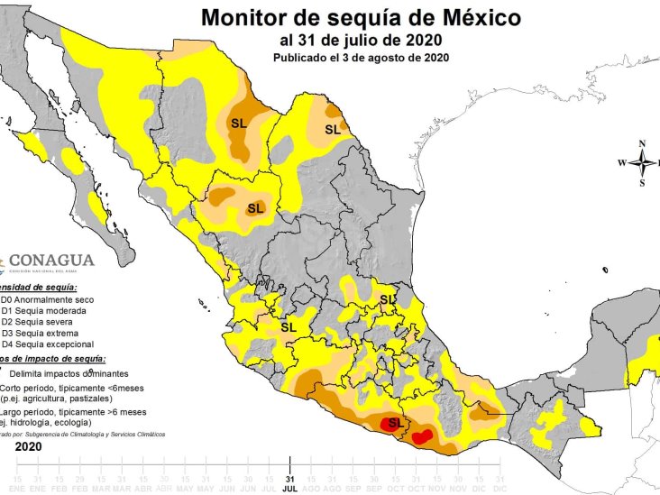 A pesar de lluvias, aún con sequía severa 5 municipios del sur