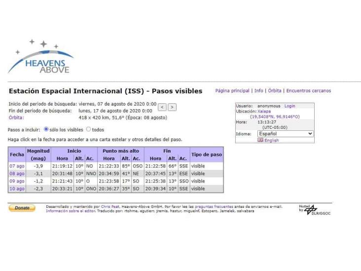 La Estación Espacial será visible en Veracruz este fin de semana