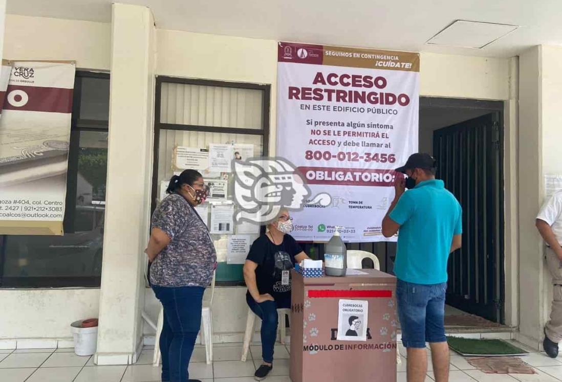 Aplican filtro sanitario en el Ayuntamiento de Coatzacoalcos