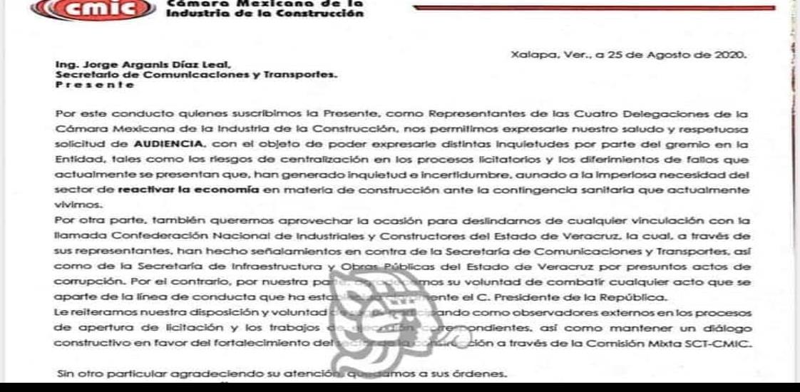 CMIC se deslinda de presuntos actos de corrupción señalados contra SCT