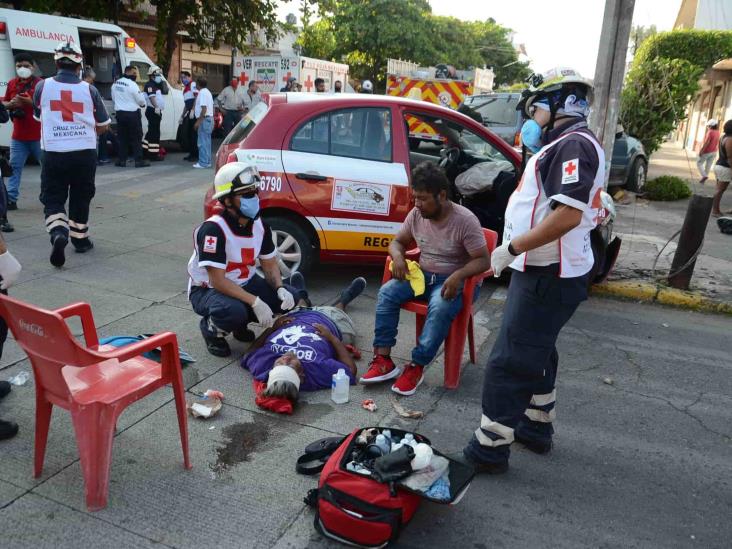 Se registra fuerte accidente en Veracruz; deja al menos tres personas lesionadas