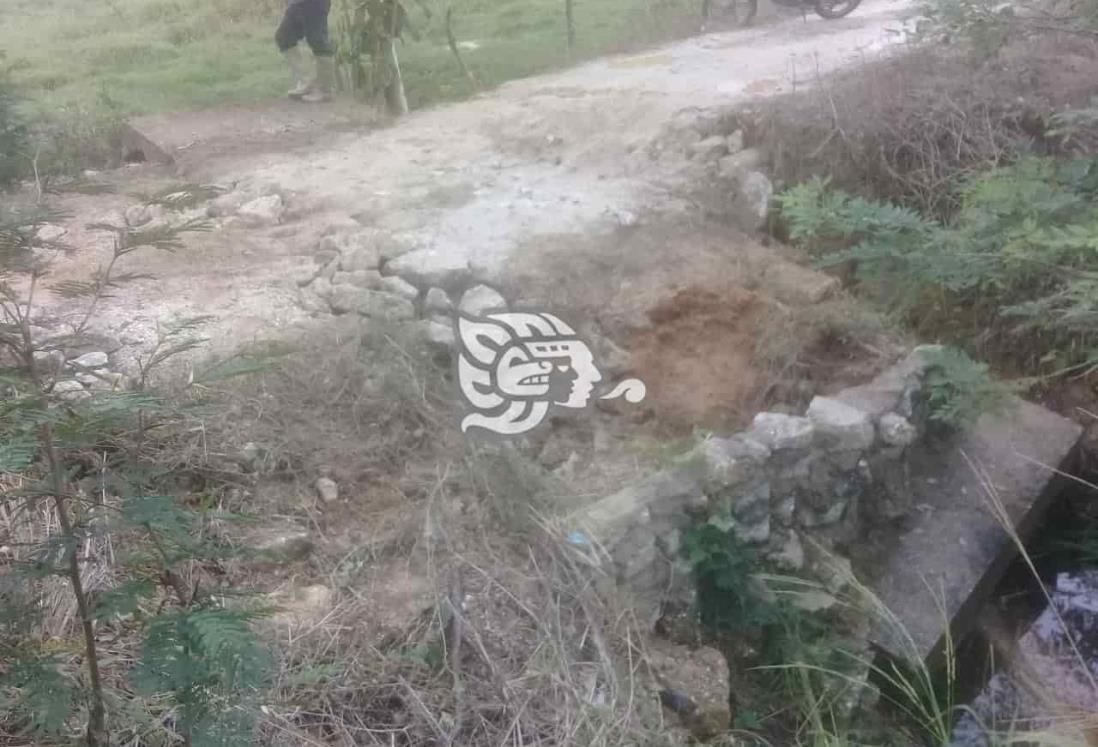 Lluvias provocan colapso de puente en ejido de Moloacán 