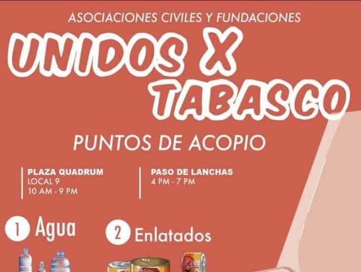 Asociaciones de Coatzacoalcos se unen para ayudar a tabasqueños