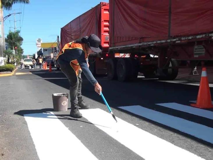 Para promover cultura vial, realizan trabajos de balizado en Ixtaczoquitlán