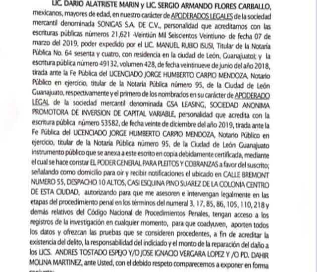 Denuncia departamento jurídico de Sonigas a trabajadores