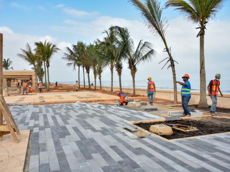 Obra del Malecón de Coatzacoalcos, al 75 por ciento de avance