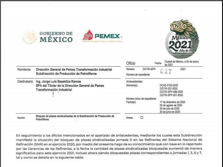 Vulnerables refinerías de Pemex por más de 13 mil plazas bloqueadas al STPRM