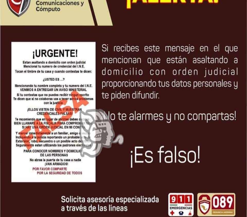 C4 desmiente asaltos con orden judicial; piden no difundir mensaje