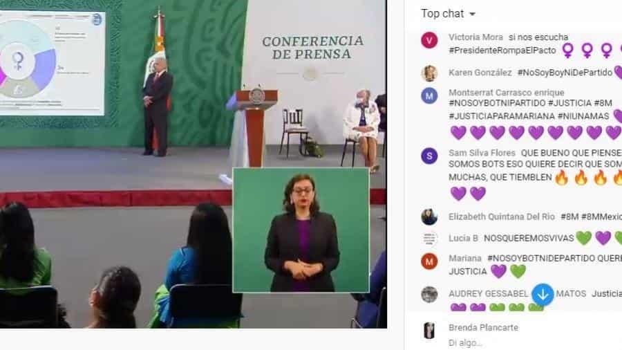 Mujeres se manifiestan de manera virtual en la mañanera