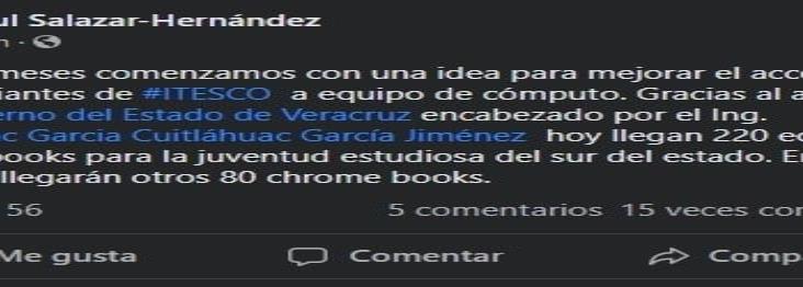 Recibirá Itesco 300 laptops del Gobierno Estatal