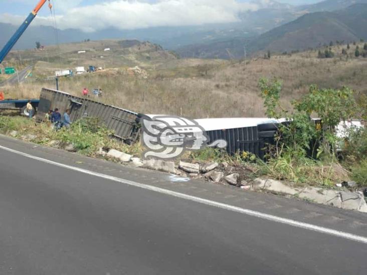 Vuelca tráiler en trébol de Maltrata