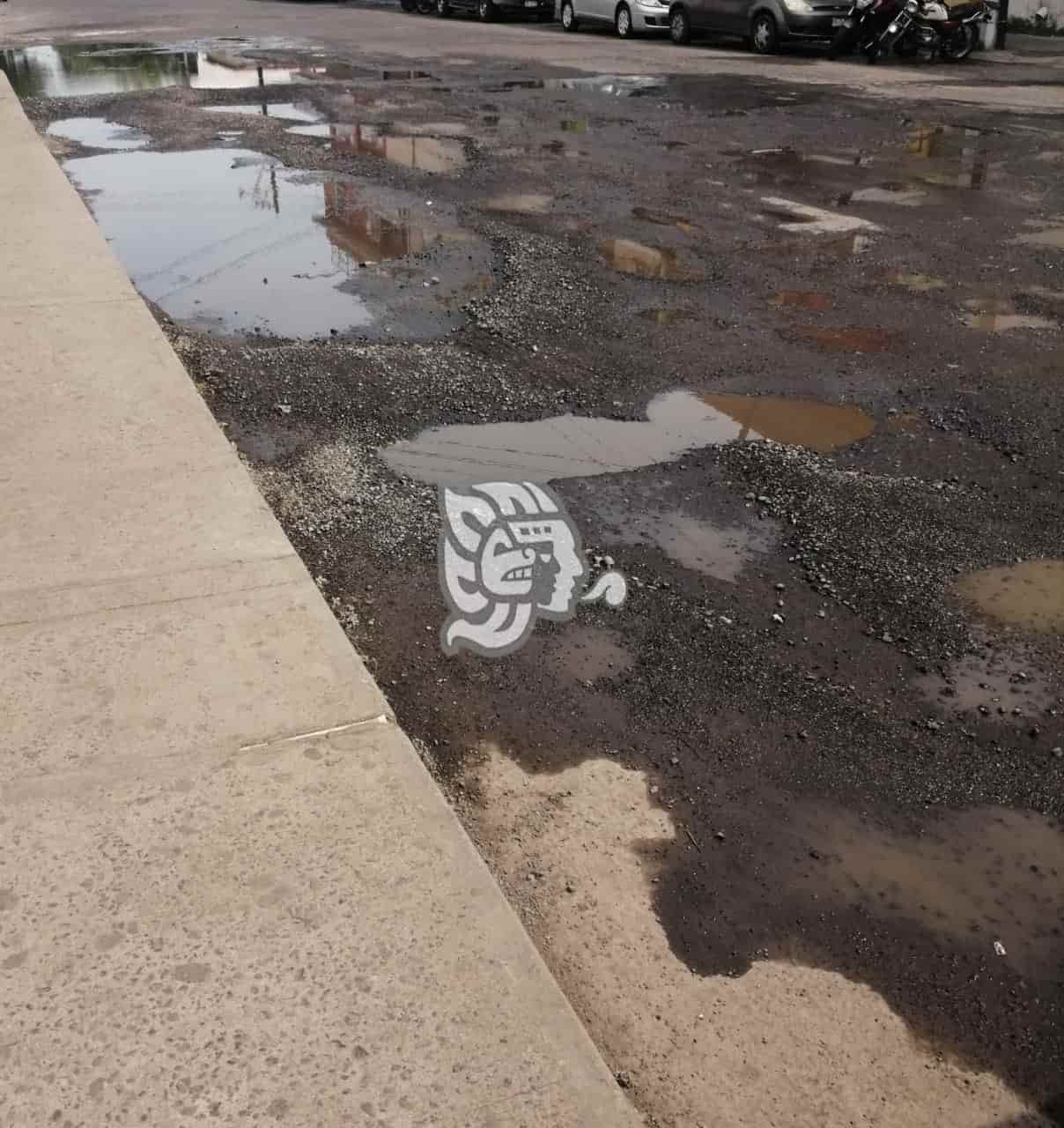 Llenas de baches y aguas negras, calles del Puerto de Veracruz