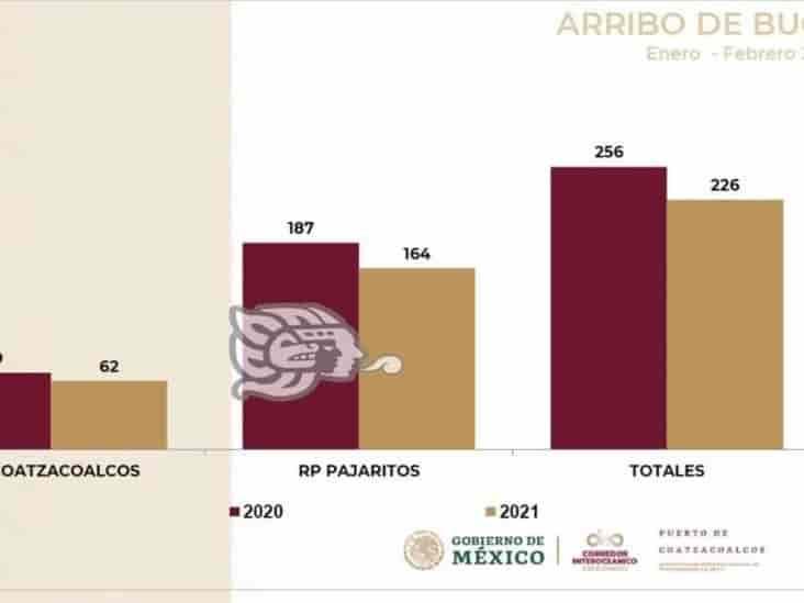 Pandemia provoca caída en arribo de buques al Puerto de Coatzacoalcos