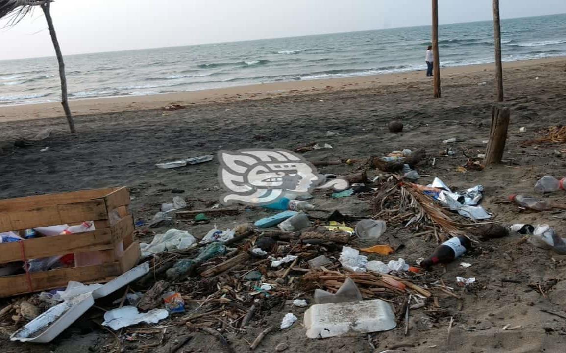 Visitantes dejan basura regada en playa Las Palmitas de Agua Dulce