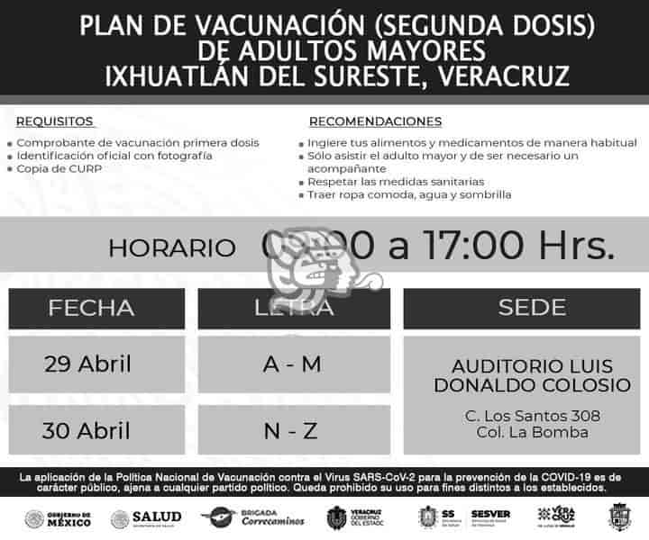 Llega a Ixhuatlán segunda dosis de vacuna Sinovac