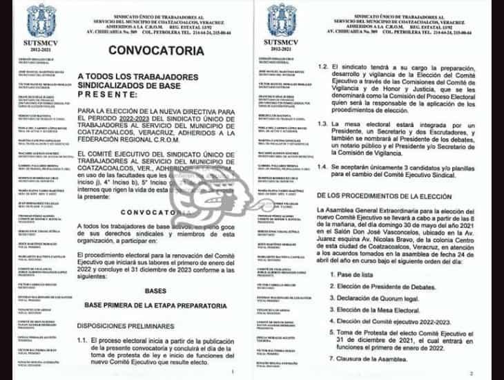 Tres planillas contienden en elecciones de nueva directiva del SUTSMCV