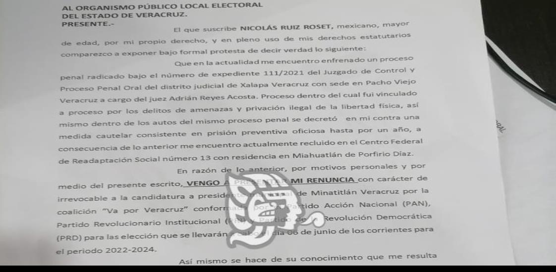 Evidencia el OPLE falsedad de la renuncia del candidato Nicolás Ruiz