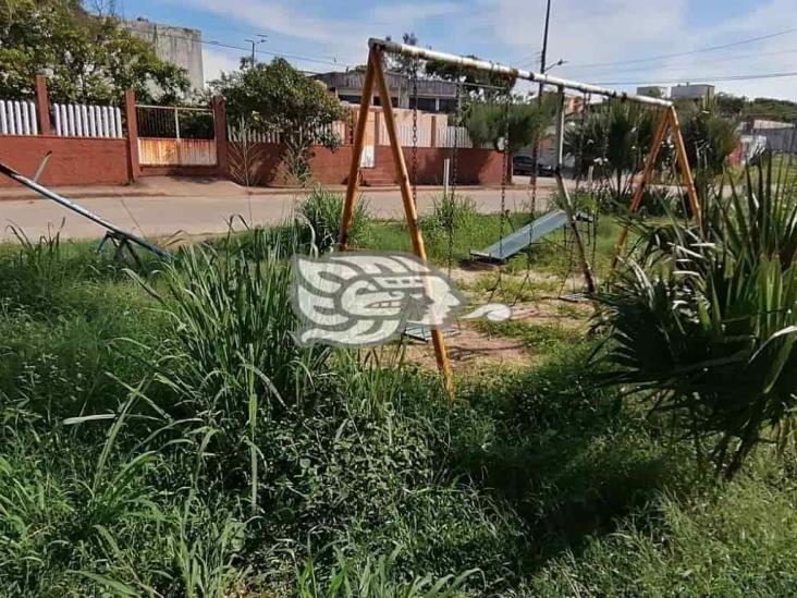 En el abandono Parque infantil de la colonia Vistalmar