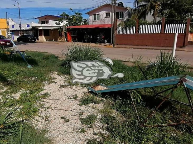 En el abandono Parque infantil de la colonia Vistalmar