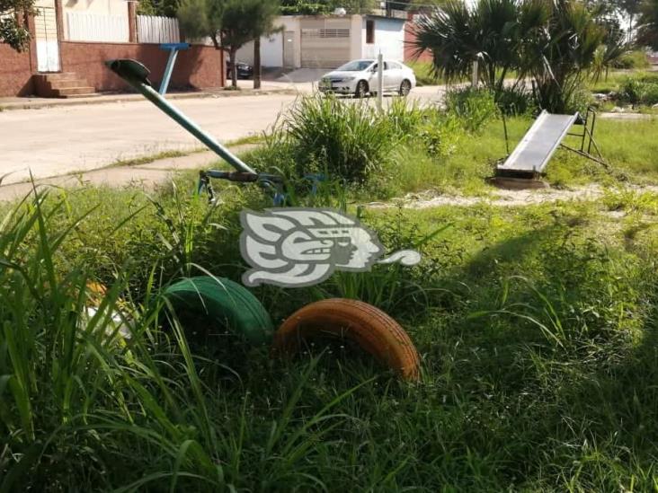 En el abandono Parque infantil de la colonia Vistalmar