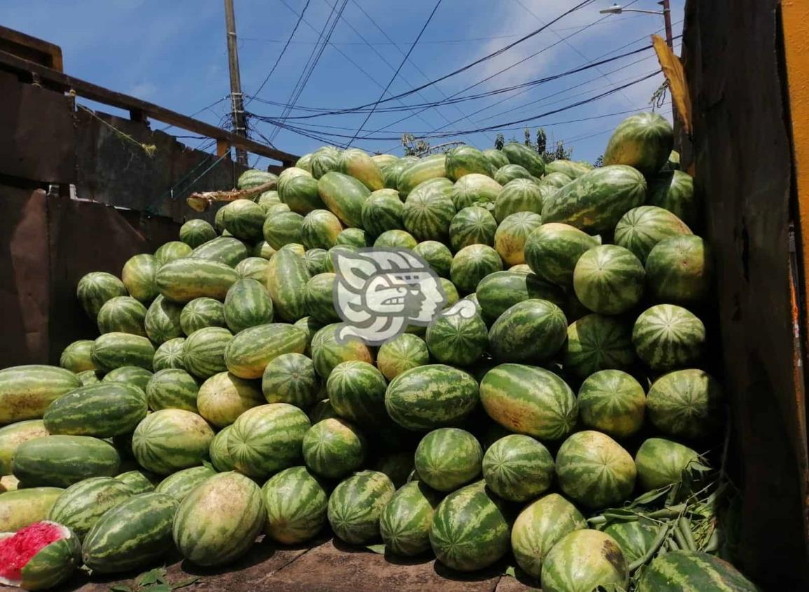 A menos de 4 pesos, el kilo de sandía en el centro de Coatzacoalcos 