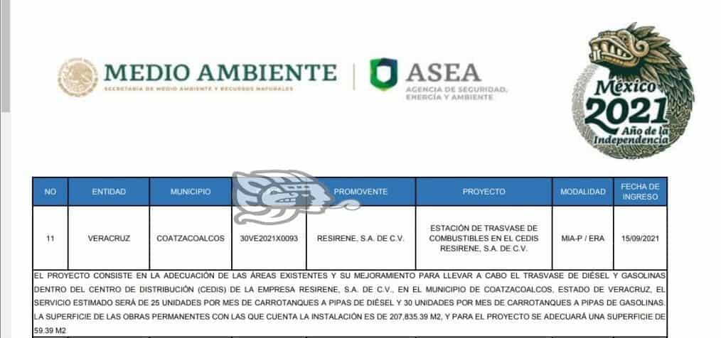 Resirene busca ampliar centro de distribución de combustible