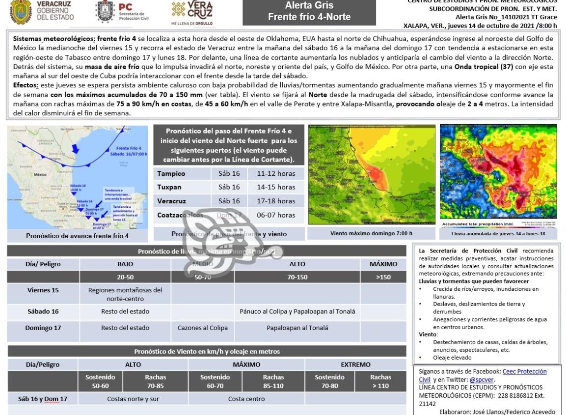 FF4 dejará fuerte norte y lluvias torrenciales