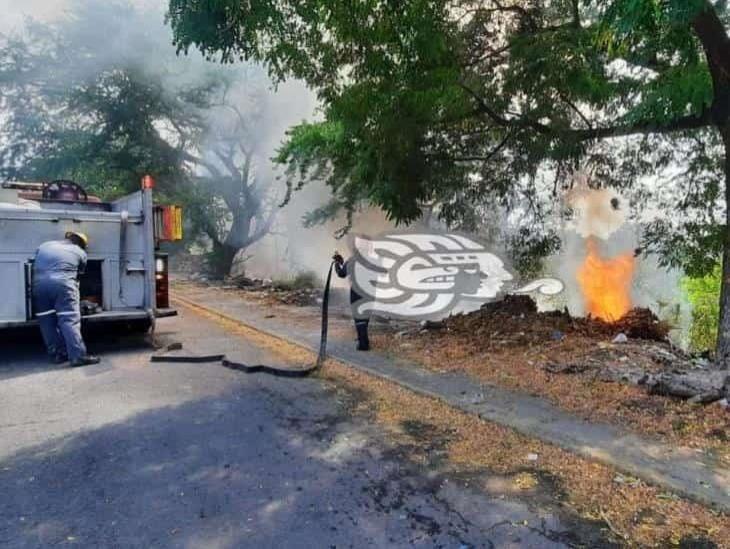 Incendio de lote baldío provoca movilización en Veracruz puerto