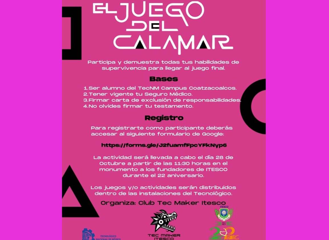 Itesco celebrará 22 aniversario con temática del “Juego de Calamar”