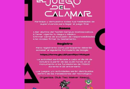 Itesco celebrará 22 aniversario con temática del "Juego de Calamar"