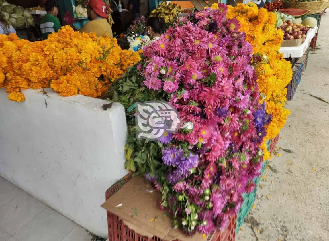 Comerciantes de flores y pan en Villa Cuichapa reportan bajas ventas 