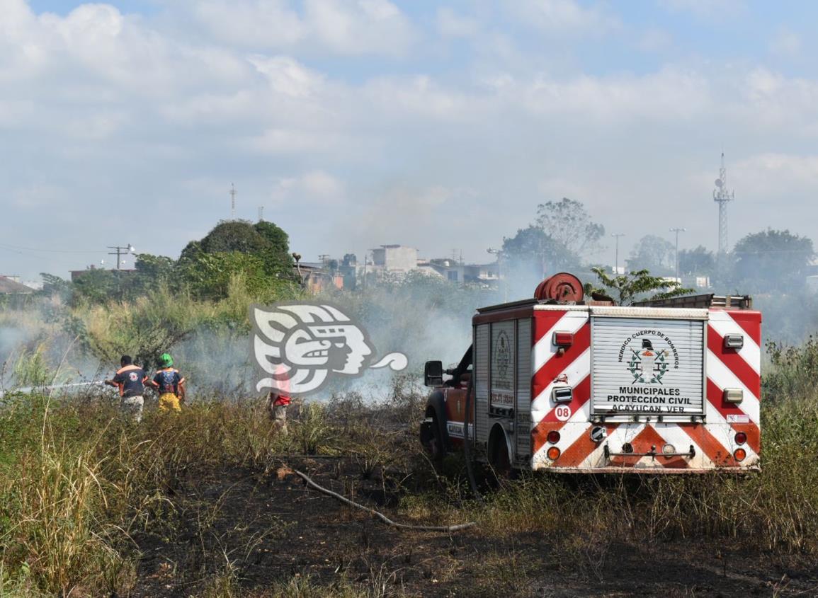 Quema de basura genera incendio de pastizal en Acayucan