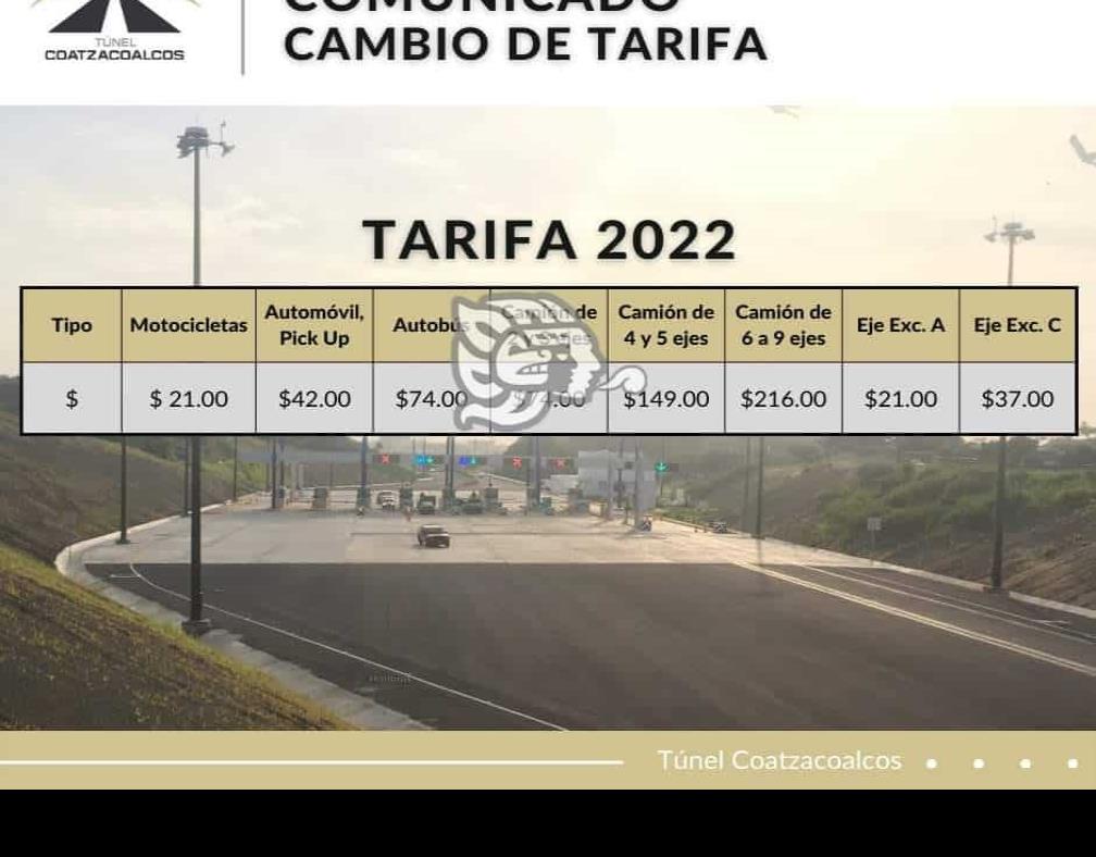 Vuelve a subir tarifa en el túnel Sumergido de Coatzacoalcos