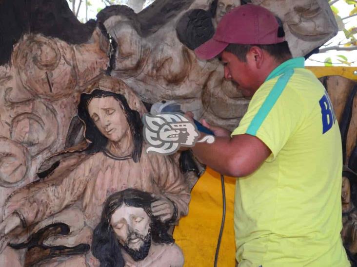 Deslumbran a veracruzanos piezas talladas en árboles sobre la Santa Fe- Paso del Toro