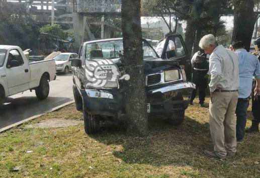 Choca camioneta contra un árbol en la avenida Lázaro Cárdenas