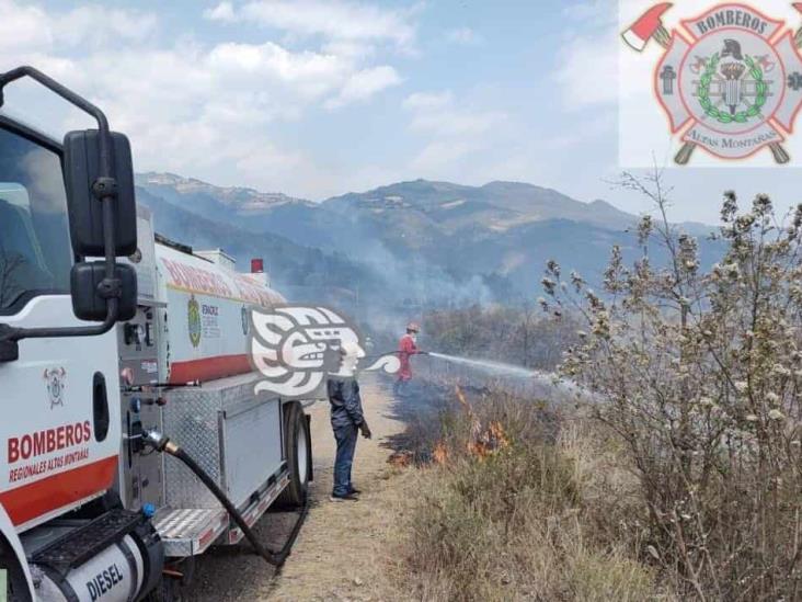 Bomberos sofocan incendio de pastizal en las Cumbres de Maltrata