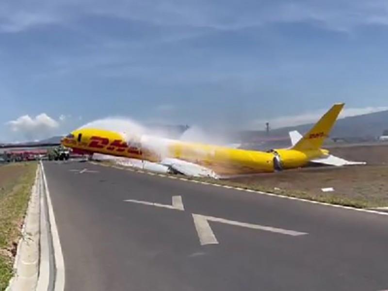 Avión de DHL se parte en dos durante aterrizaje de emergencia