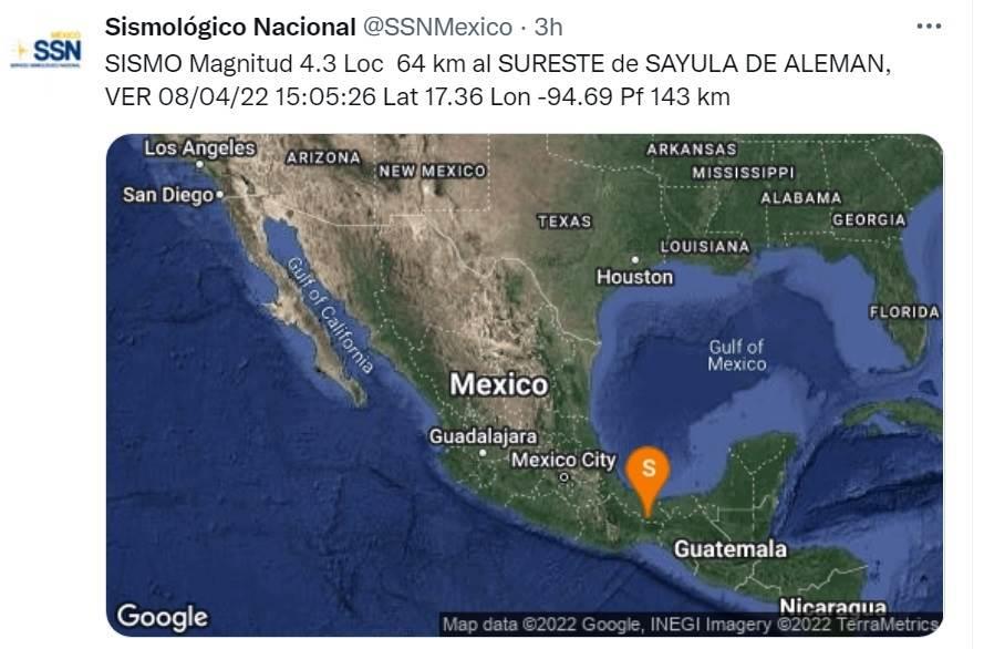 Se registra nuevo sismo de 4.3 con epicentro en Sayula